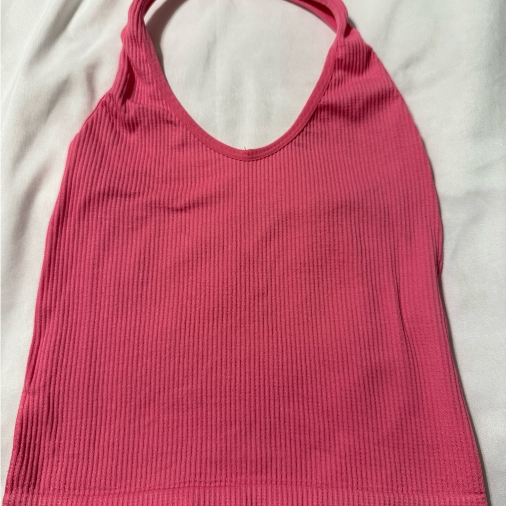 Pink Ribbed Halter Top - Picture 2 of 3